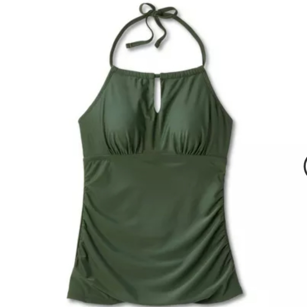 Kona Sol Women's High Neck Tankini Top - Olive Green